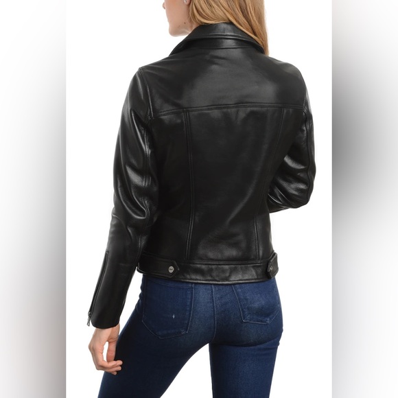 REED EST. 1950 Women's Jacket Genuine Lambskin Leather Biker Fashion Coat - Picture 2 of 16